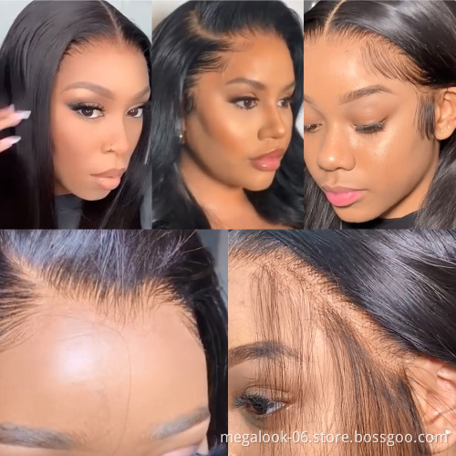 MegaLook 180% Density Unprocessed Original Real Human Long Hair Wig,13*6 transparent HD Lace Frontal Wig